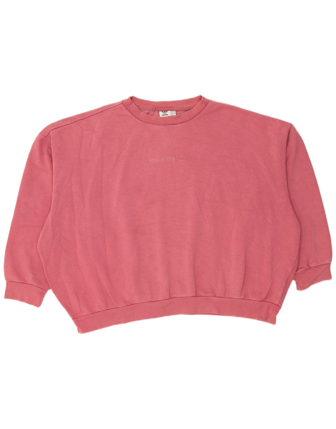 ADIDAS Dame Oversized Sweatshirt Jumper UK 12 Medium Pink Bomuld