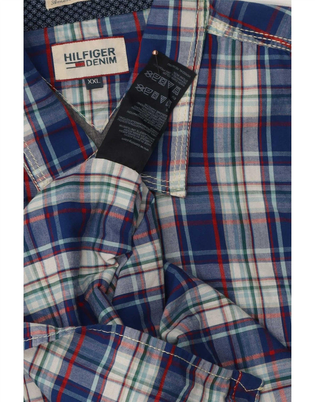 Tommy Hilfiger herreskjorte 2XL blå ternet bomuld
