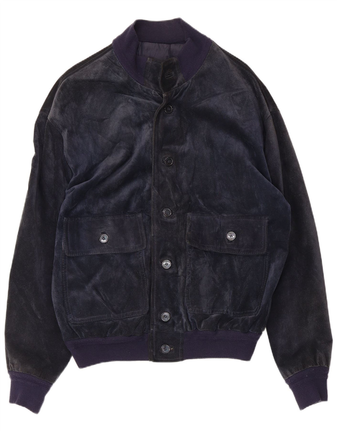 Bayside Herre Ruskind Bomber Jacket UK 40 Large Navy Blue Læder