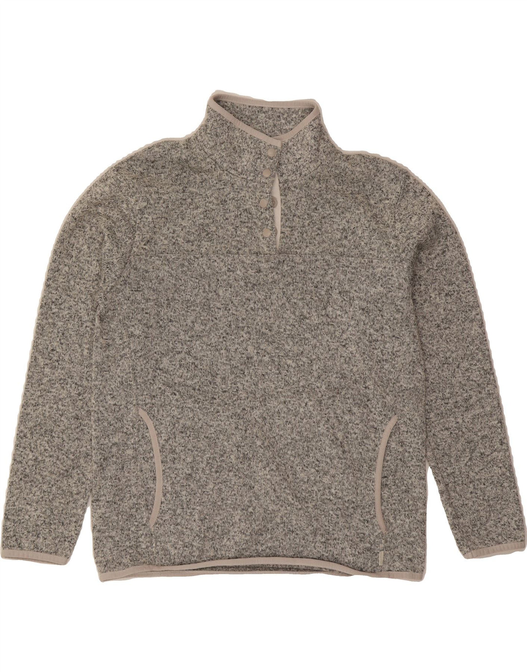 EDDIE BAUER Womens Button Neck Sweatshirt Jumper UK 16 Large Grey Flecked Vintage Eddie Bauer and Second-Hand Eddie Bauer from Messina Hembry 