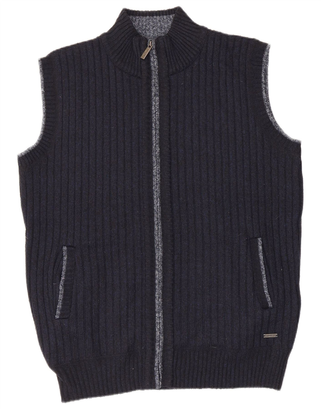 Pierre Cardin Herre ærmeløs cardigan sweater Medium marineblå polyester