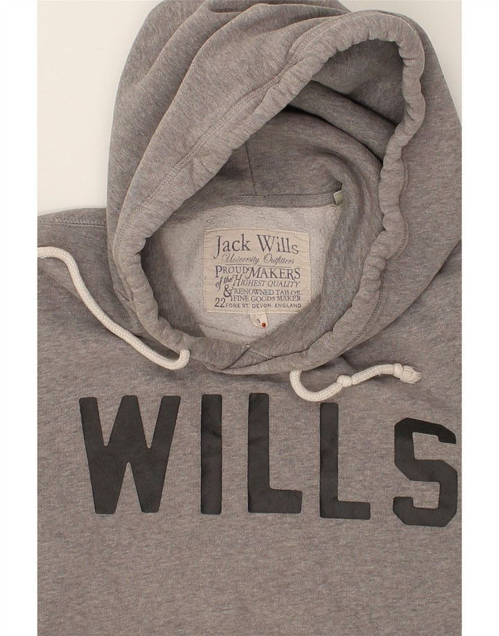 JACK WILLS Mens Graphic Hoodie Jumper Small Grey Cotton | Vintage Jack Wills | Thrift | Second-Hand Jack Wills | Used Clothing | Messina Hembry 