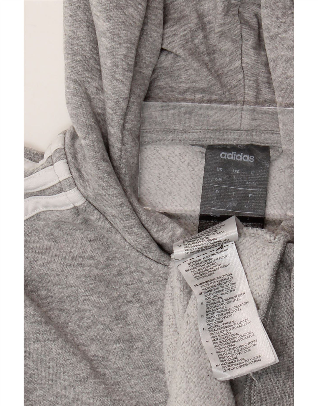 ADIDAS Crop hættetrøje med lynlås til kvinder UK 16/18 Stor grå bomuld