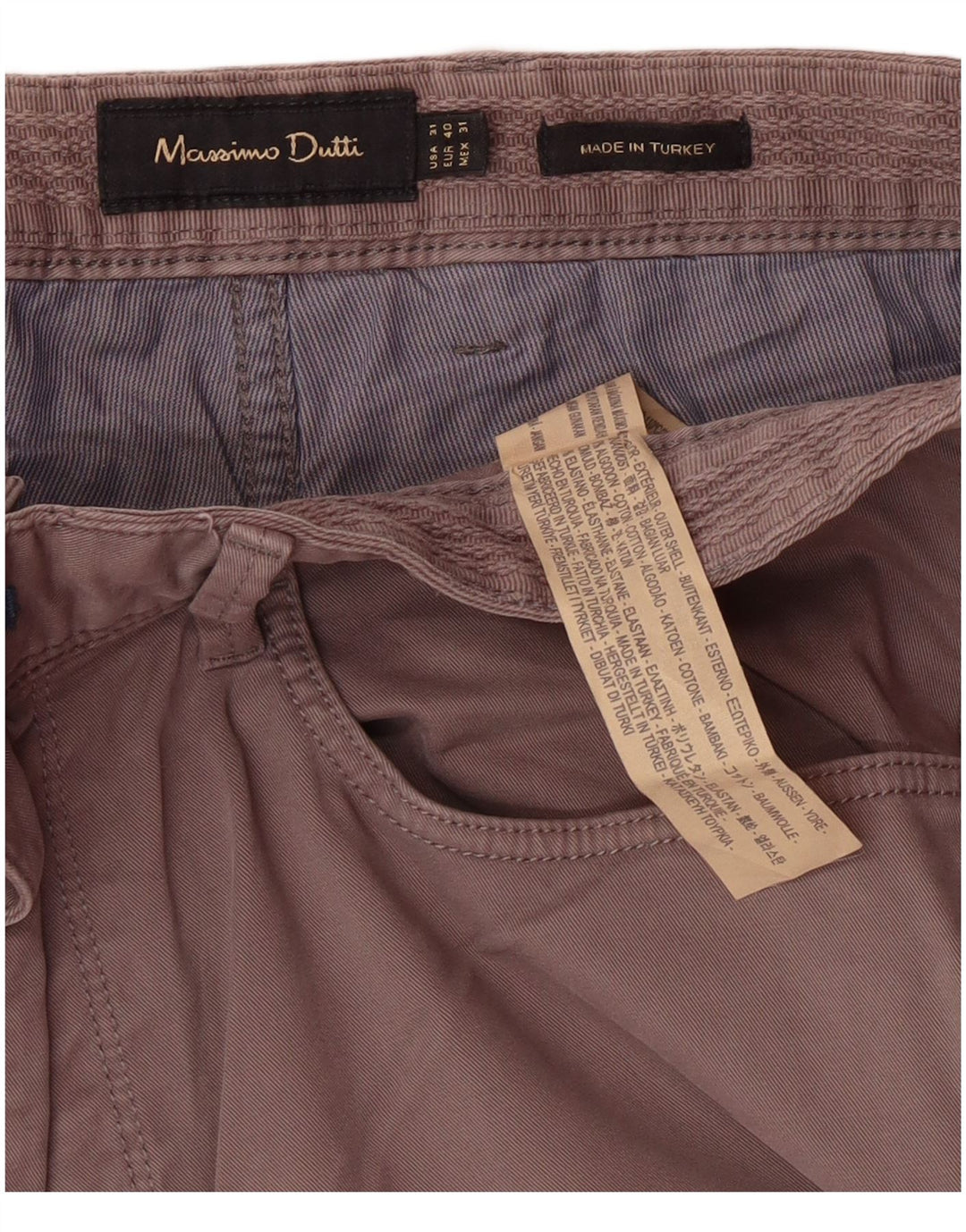 MASSIMO DUTTI Slim Casual Bukser til mænd EU 40 Medium W31 L34 Grå Bomuld
