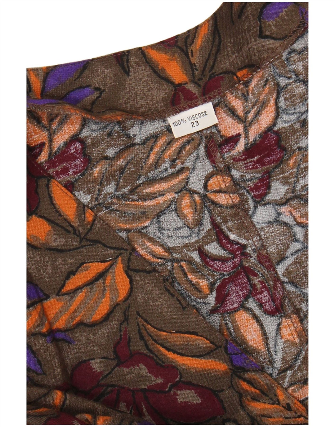 VINTAGE skjortebluse til kvinder UK 20 2XL Brun blomsterviscose