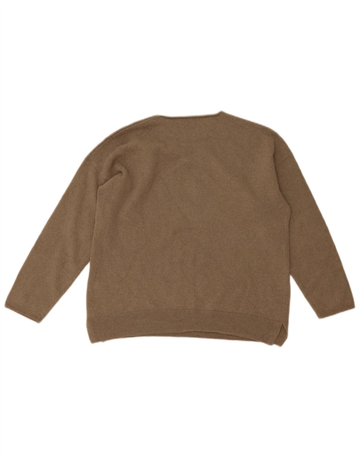 Massimo Dutti Dame Boat Neck Jumper Sweater UK 14 Medium Grey Wool