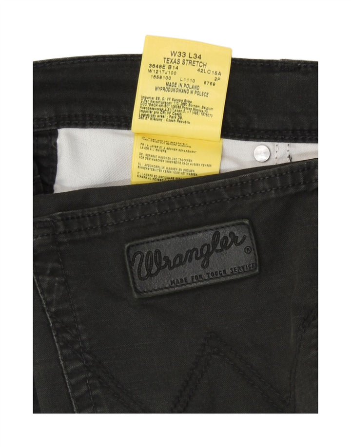 Wrangler Herre Texas Stretch Straight Jeans W33 L34 Sort Bomuld
