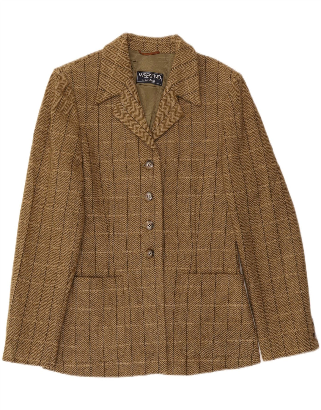 Max Mara Dame Weekend Blazer Jacket UK 16 Large Brown Check Classic