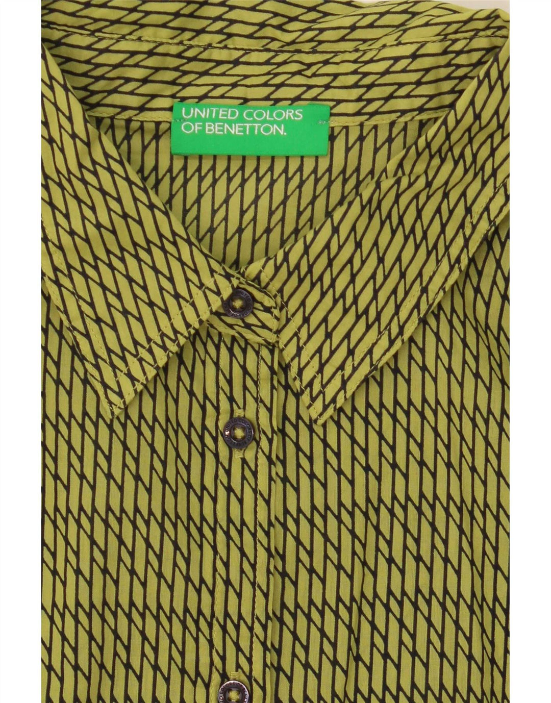 Benetton Dameskjorte UK 16 Stor Grøn Geometrisk