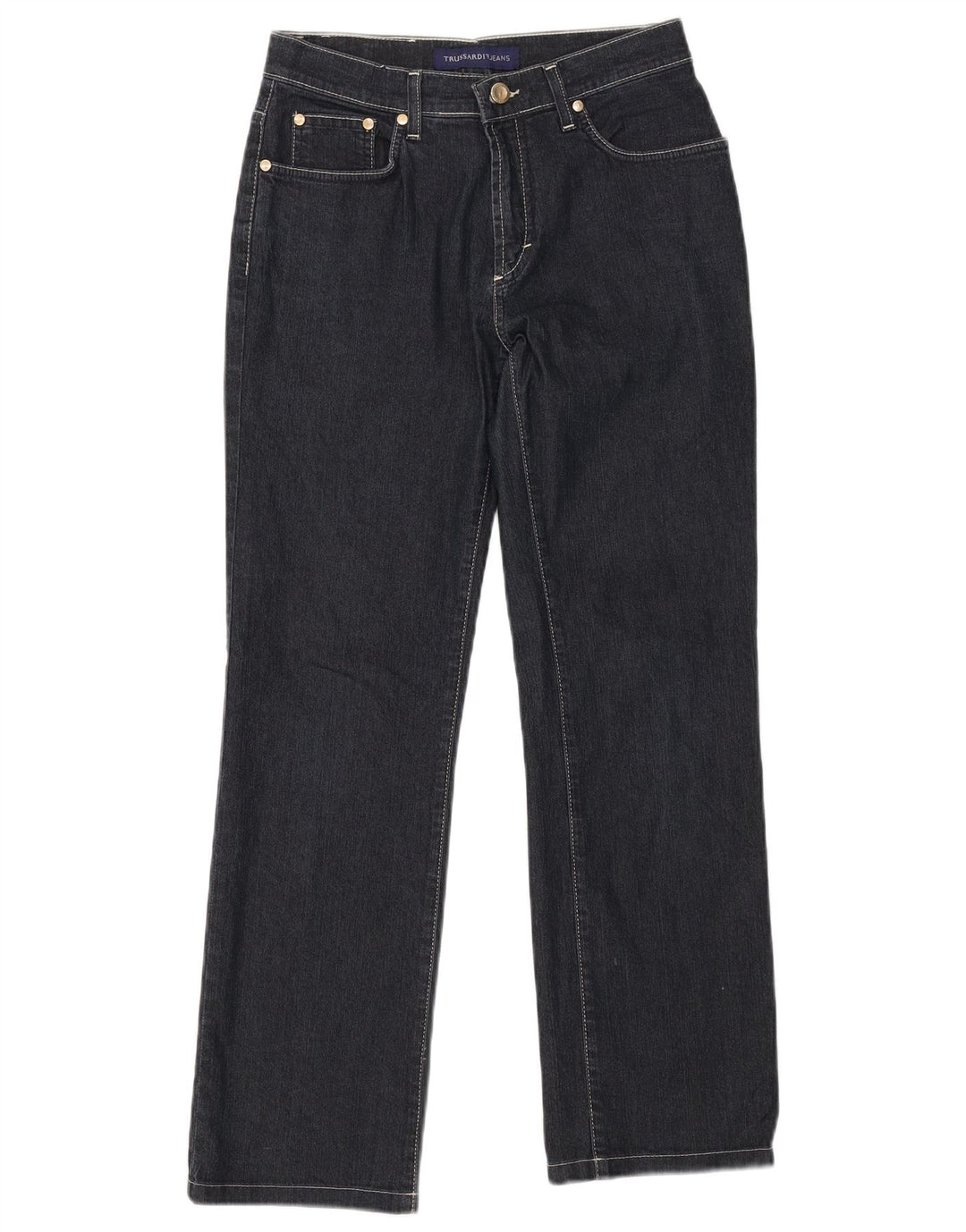 TRUSSARDI Womens Straight Jeans W26 L27 Navy Blue Cotton