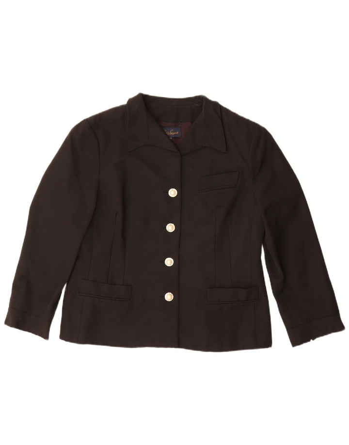 Luisa Spagnoli Dame 4-knaps blazerjakke IT 48 XL Sort Bomuld