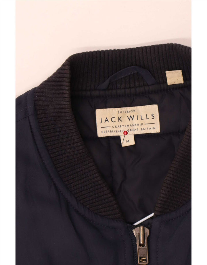 Jack Wills Herre Bomber Jacket UK 38 Medium Navy Blue Nylon