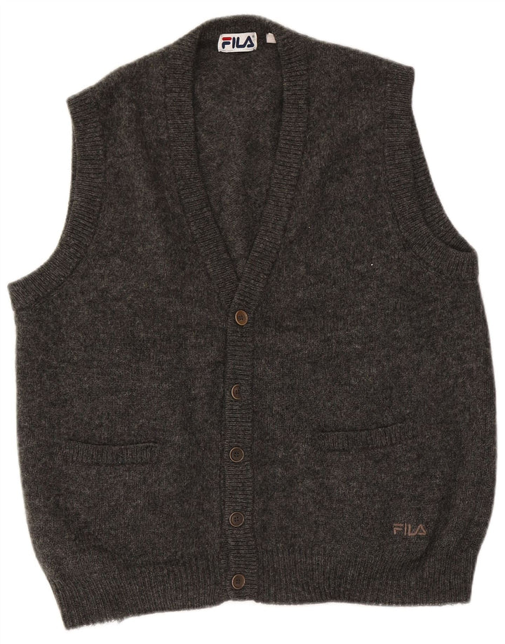 Fila Herre ærmeløs cardigan sweater mellemgrå uld