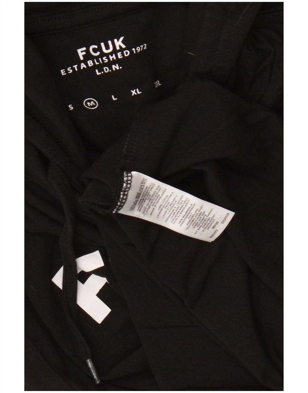 Fcuk Herre Hooded Grafisk Top Langærmet Medium Sort Bomuld