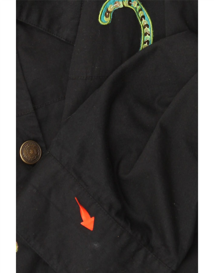 INDIGO MOON Oversized bomberjakke til kvinder UK 22 3XL Sort sommerfugl