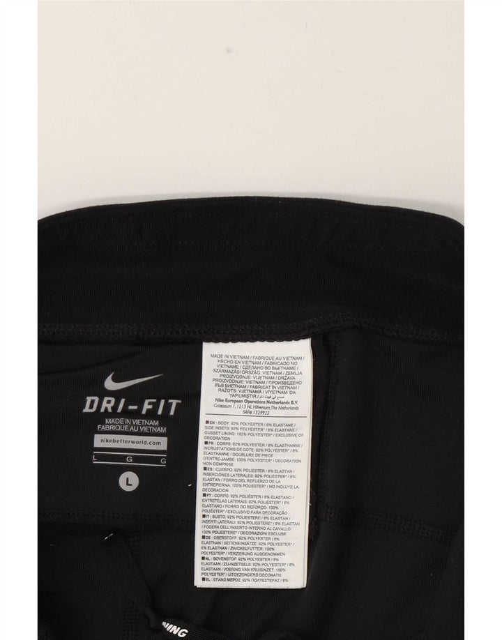 Nike Dame Dri Fit Leggings UK 14 Large Navy Blue Polyester