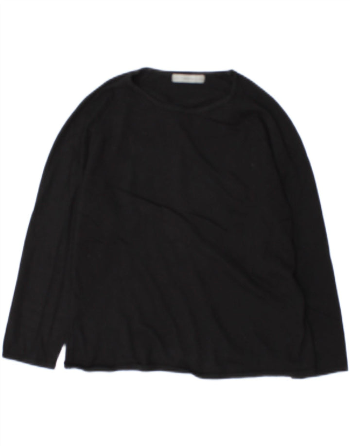 Marks & Spencer Dame Crop Boat Neck Jumper Sweater UK 14 Medium Black