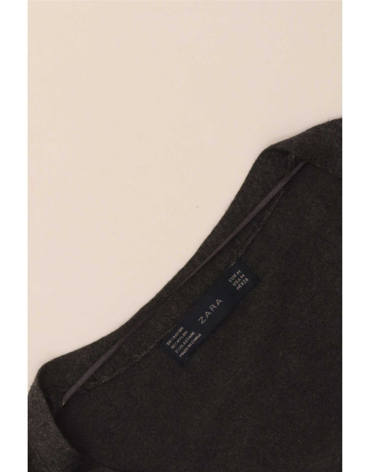 Zara Dame Cardigan Sweater UK 12 Medium Grey Rayon