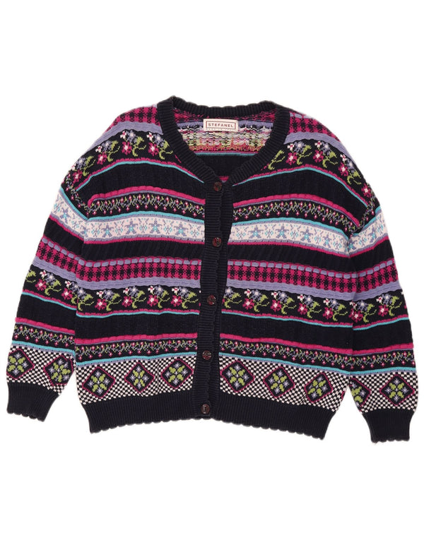 Stefanel Dame Cardigan Sweater UK 12 Medium Flerfarvet Geometrisk