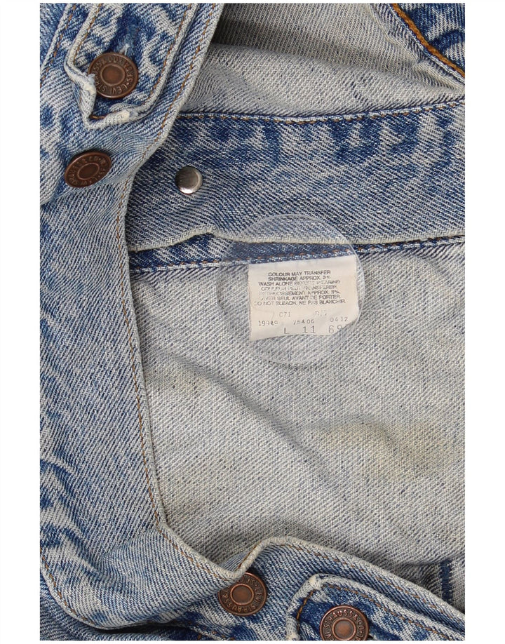 LEVI'S Dame Crop Denimjakke UK 14 Stor Blå Bomuld