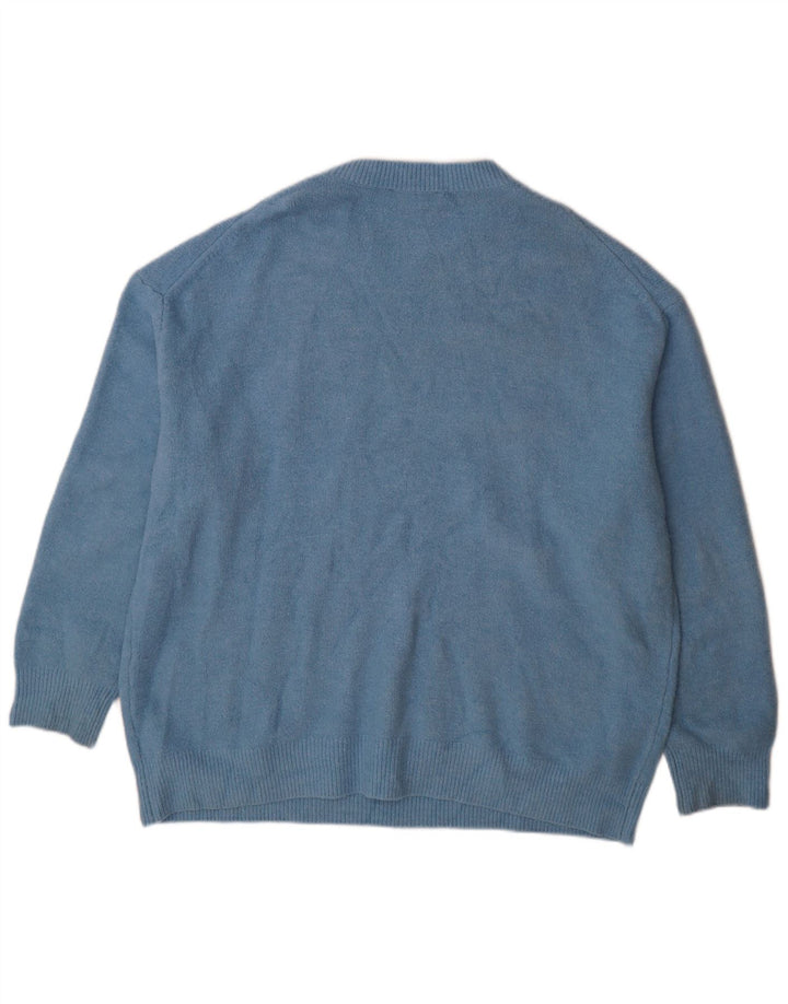 Zara Herre sweater med rund hals, mellemblå