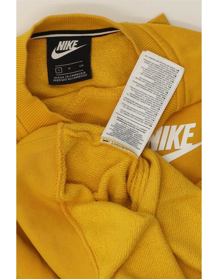 Nike Dame Oversized Sweatshirt Jumper UK 10 Lille Gul Bomuld