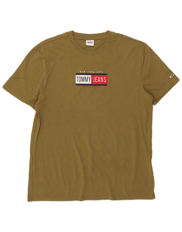 Tommy Hilfiger Mens Graphic T-Shirt Top XL Khaki Cotton
