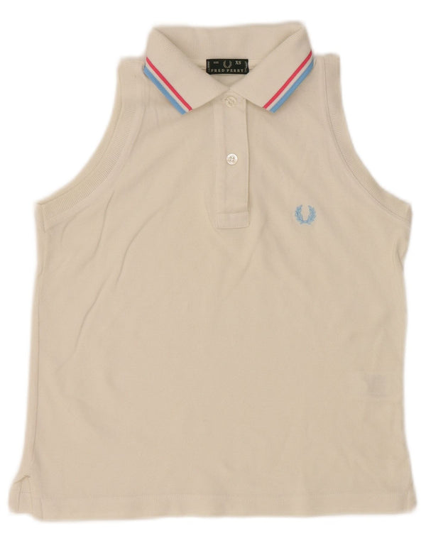 Fred Perry Womens Crop ærmeløs poloshirt UK 6 XS Off White Bomuld