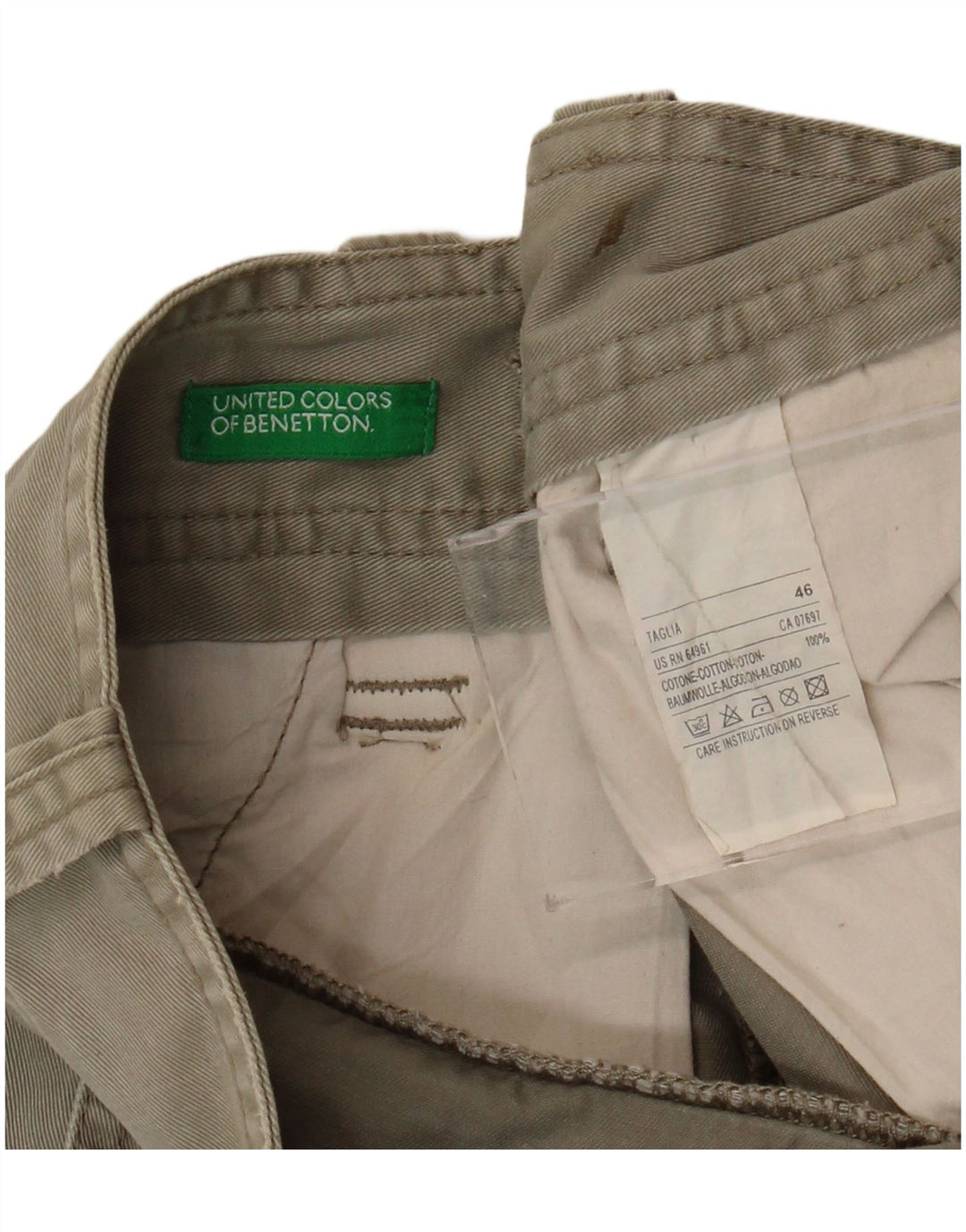 BENETTON Herre Cargo Shorts IT 46 Small W32 Beige Bomuld