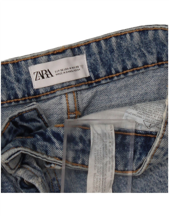 ZARA Distressed denimshorts til kvinder EU 36 XS W26 blå bomuld