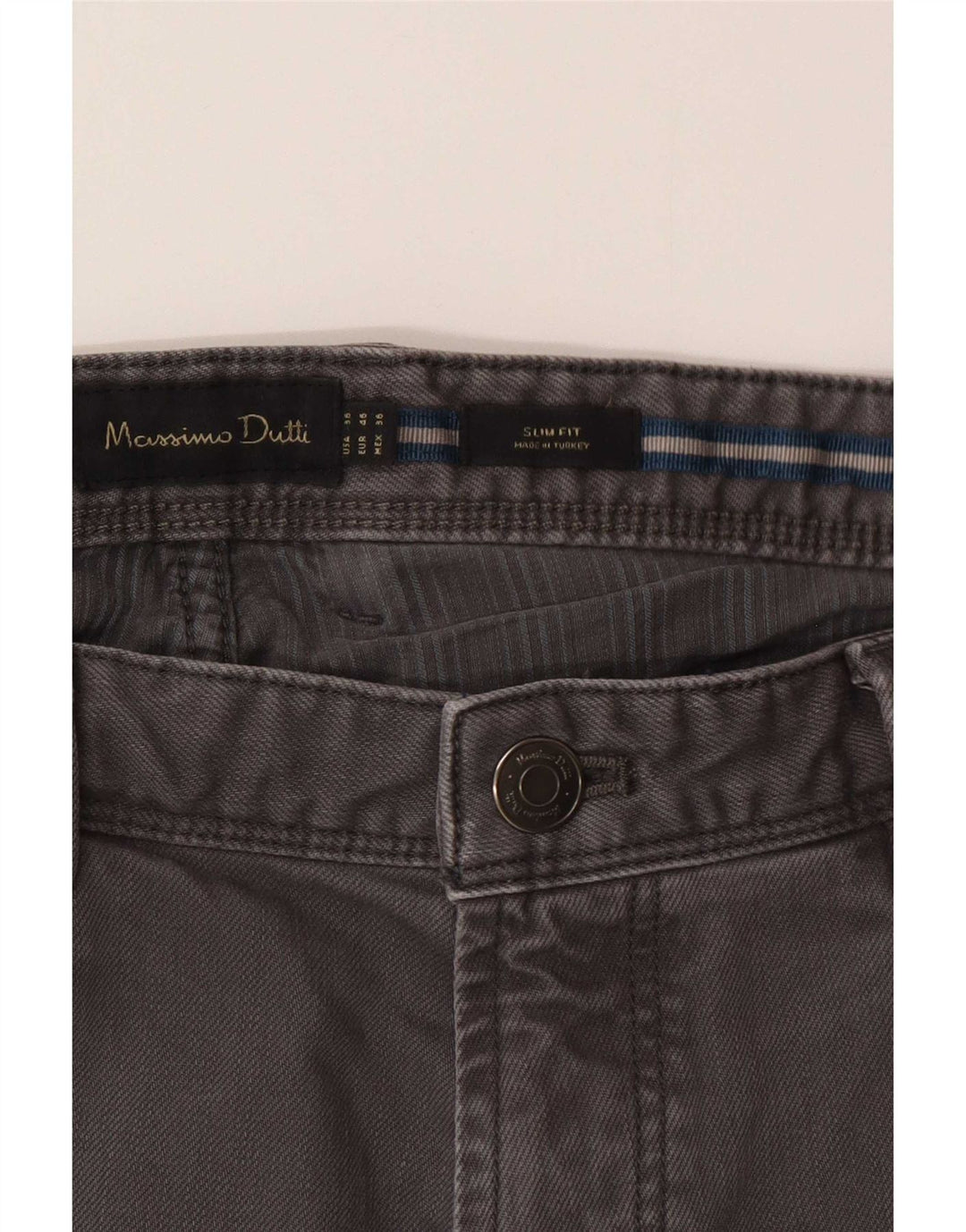 Massimo Dutti Herre Slim Jeans EU 46 XL W36 L32 Grå Bomuld