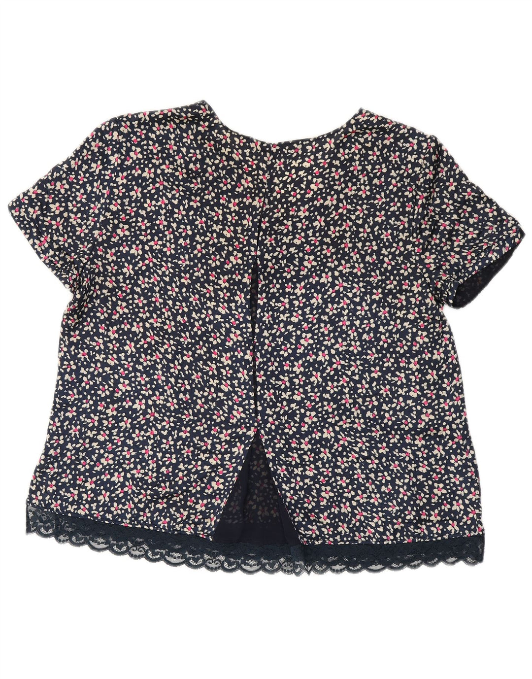 ZARA Dame Bluse Top UK 16 Large Navy Blue Floral