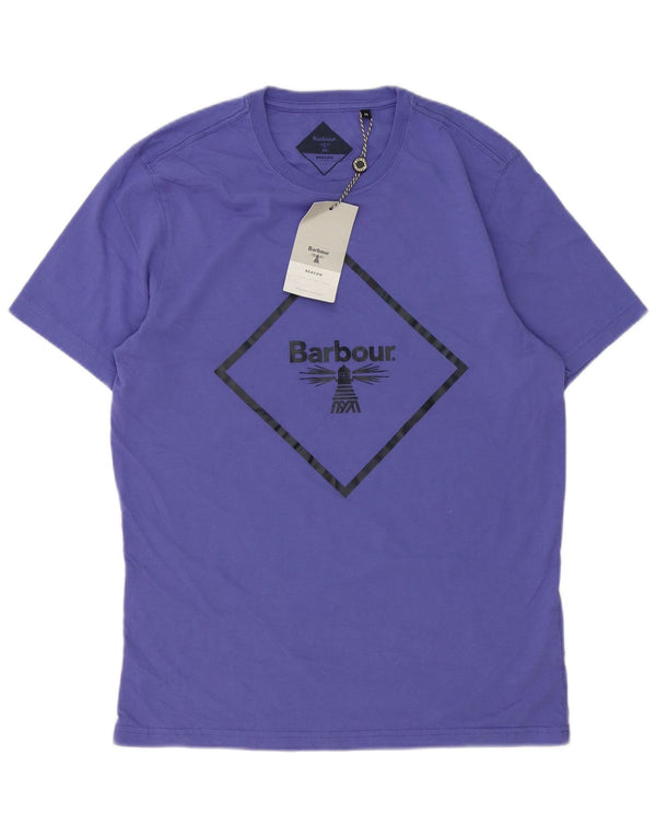 Barbour Herre Slim Fit Grafisk T-shirt Top Medium Lilla Bomuld