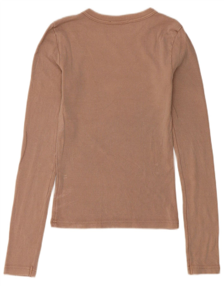 Zara Dametop Langærmet UK 8 Lille Beige Bomuld