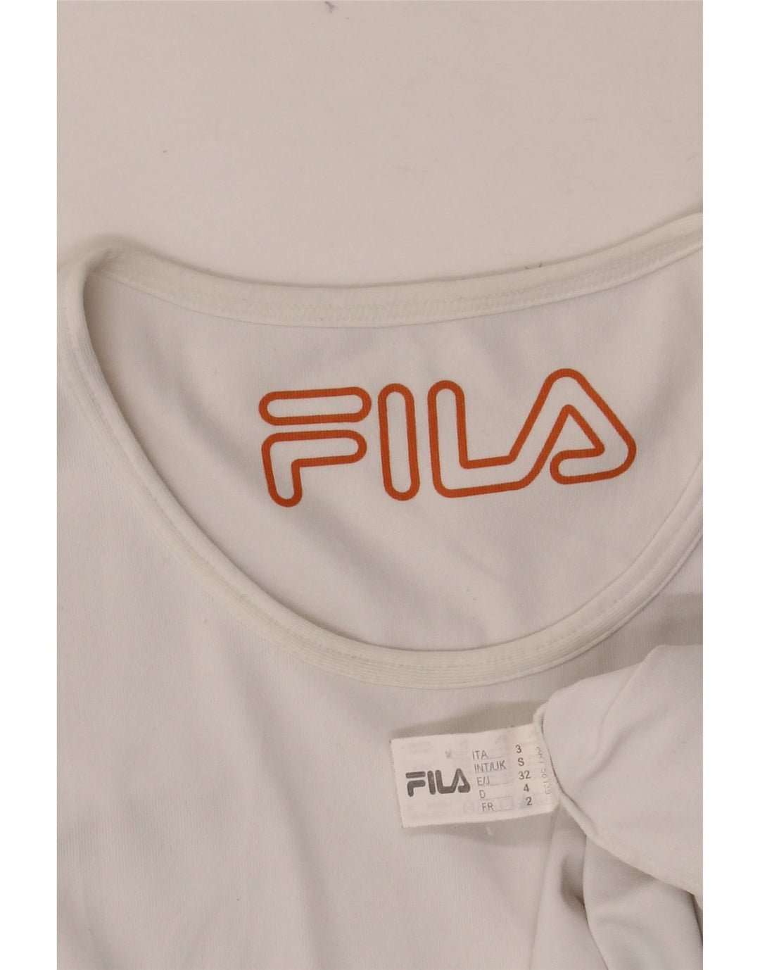 FILA Dame T-Shirt Top UK 10 Small White Viscose