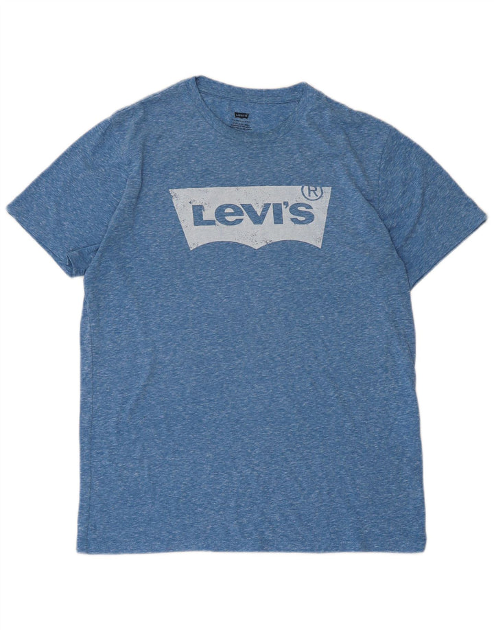 Levi's Herre grafisk T-shirt Top Medium Blue Flecked