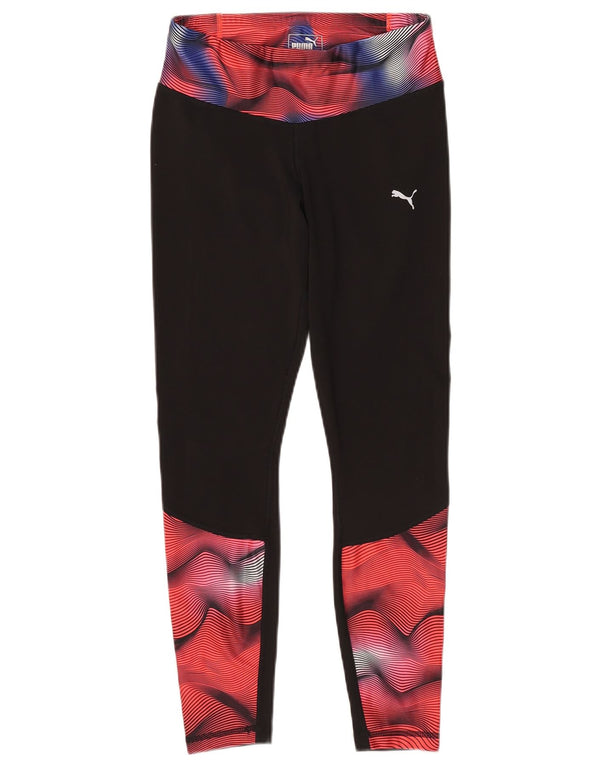 Puma Dame Leggings med abstrakt mønster UK 10 Small Black Colourblock