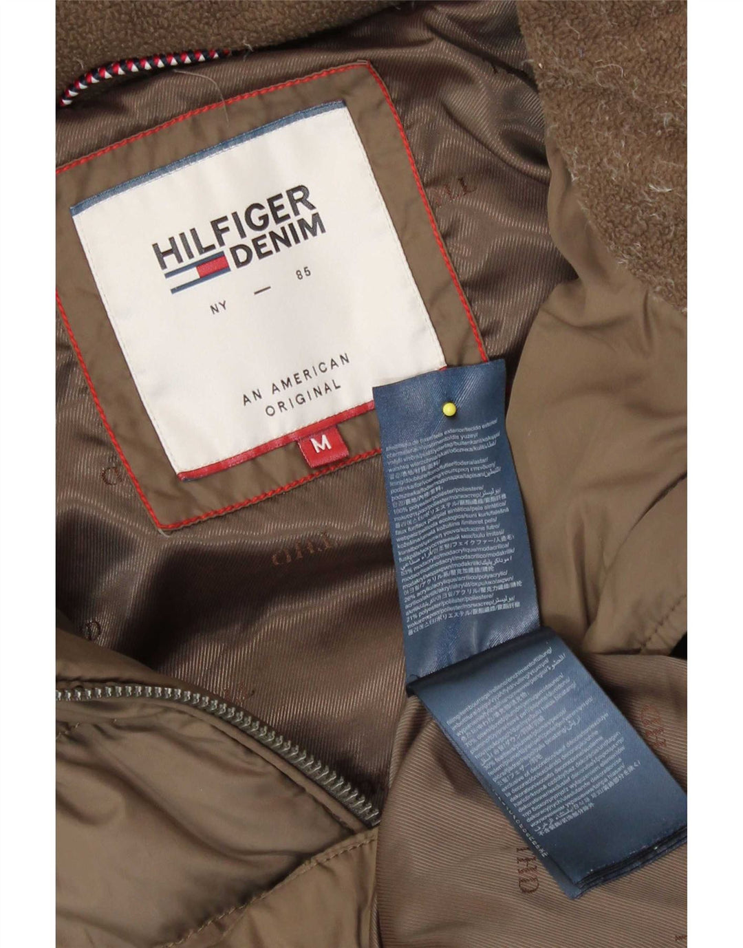 Tommy Hilfiger Dame Hætte Polstret Frakke UK 14 Medium Beige Polyester