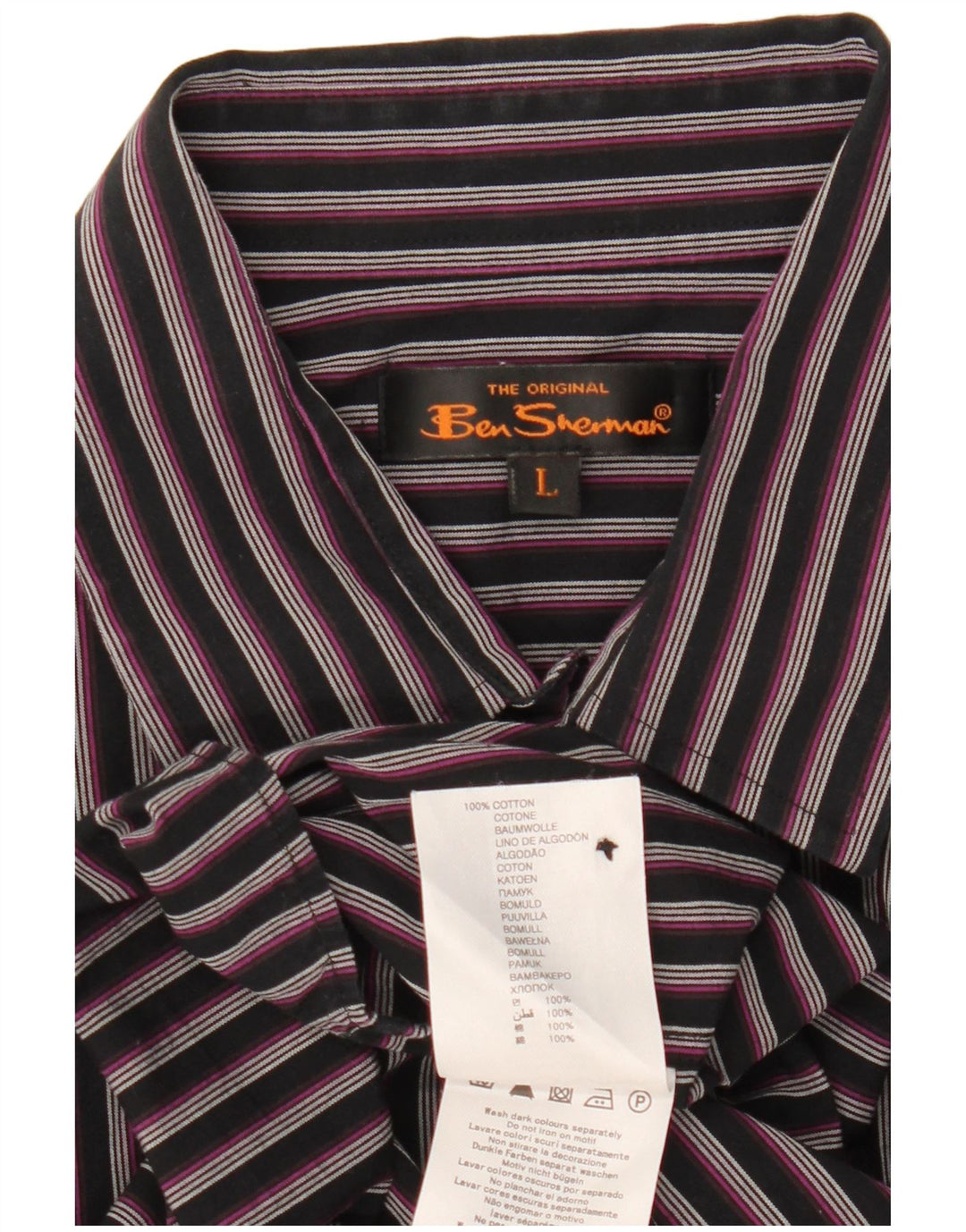 Ben Sherman Kortærmet Herreskjorte Stor sortstribet bomuld