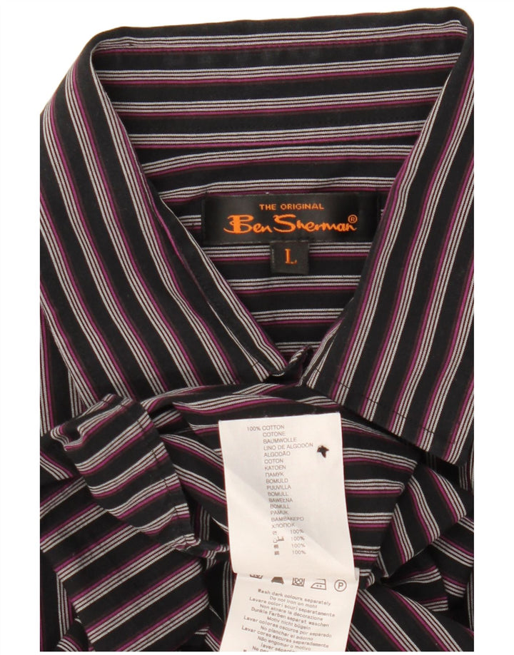 Ben Sherman Kortærmet Herreskjorte Stor sortstribet bomuld
