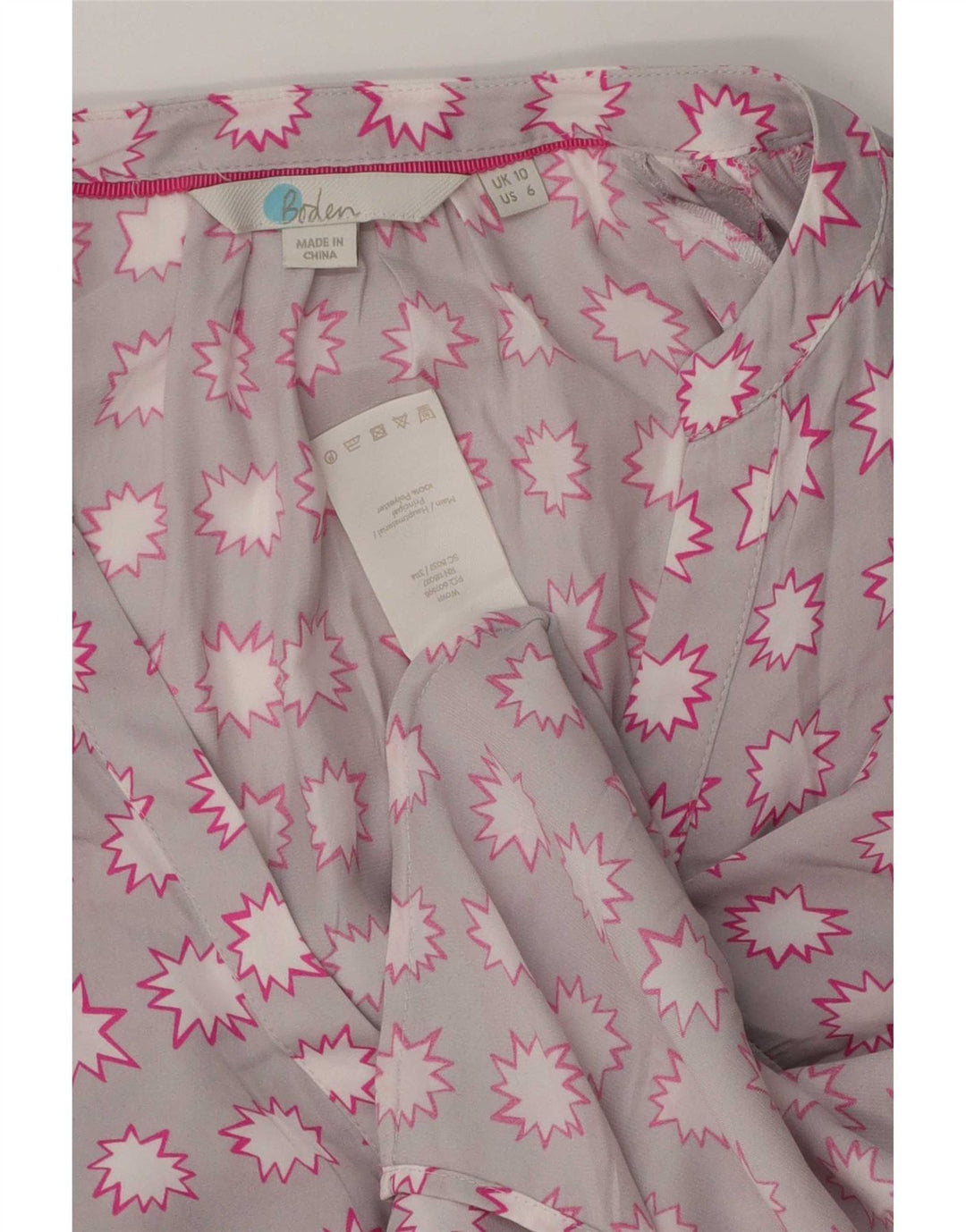 Boden Dame abstrakt mønster Oversized skjorte bluse UK 10 Small Grey