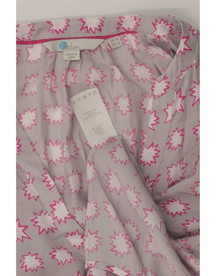 Boden Dame abstrakt mønster Oversized skjorte bluse UK 10 Small Grey