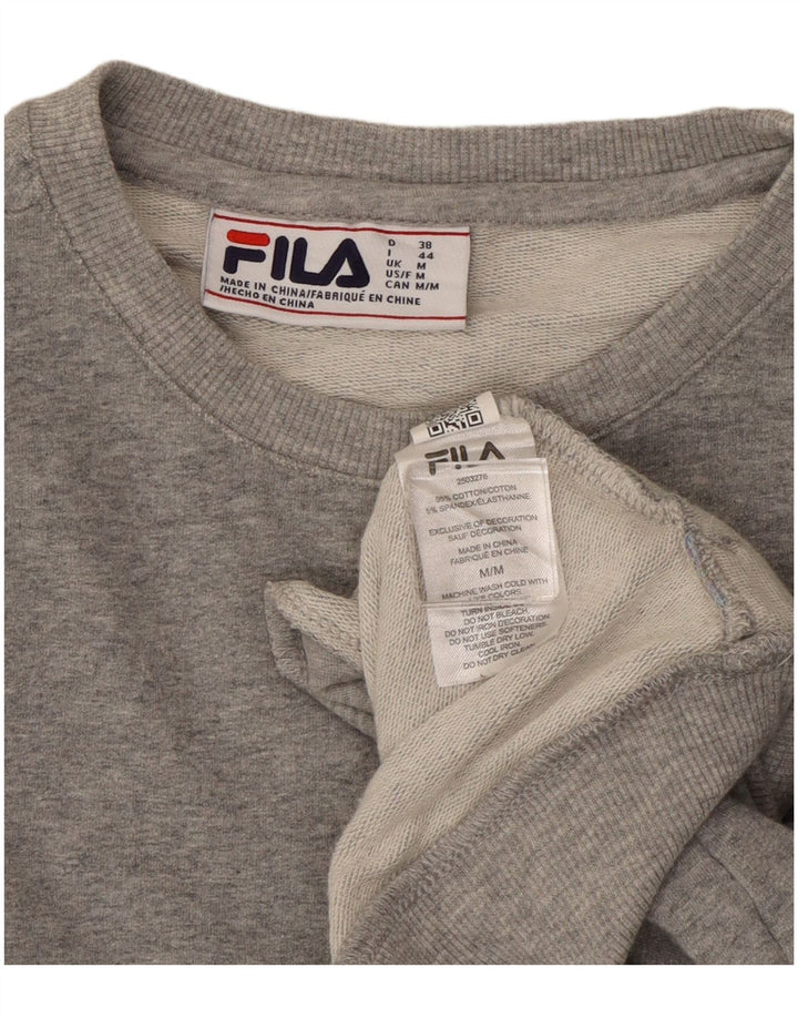Fila Womens Crop Sweatshirt Jumper UK 14 Medium Grey Bomuld