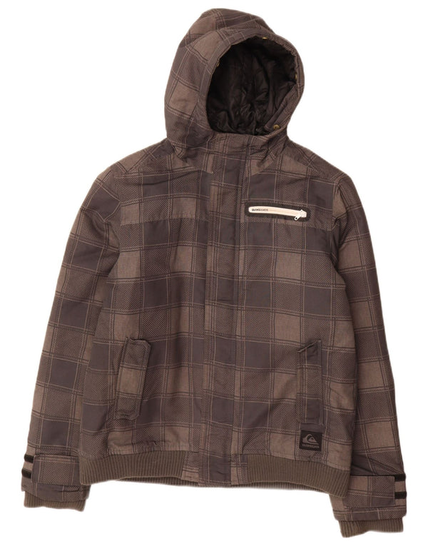 Quiksilver Bomberjakke med hætte til drenge 15-16 år, grå ternet polyester