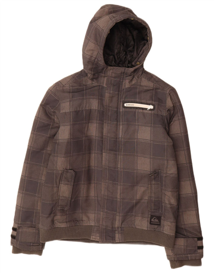 Quiksilver Bomberjakke med hætte til drenge 15-16 år, grå ternet polyester