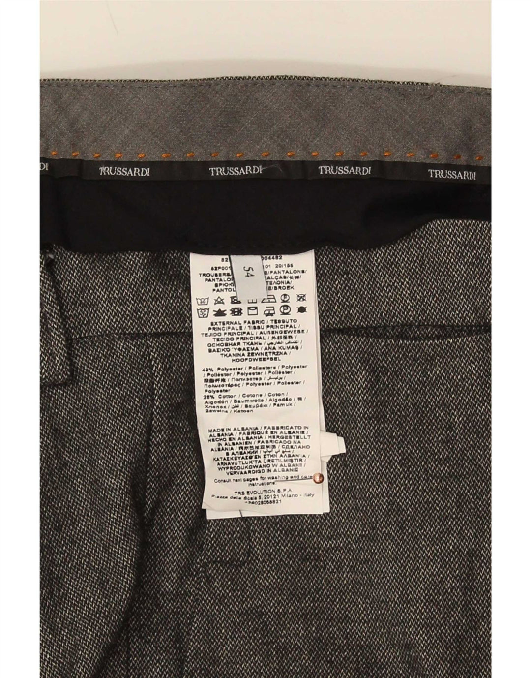 Trussardi Herre Slim Suit Bukser IT 54 2XL W40 L34 Grå Polyester