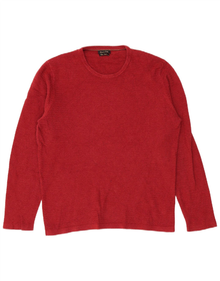Massimo Dutti Herre Crew Neck trøje Sweater Large Rød Bomuld