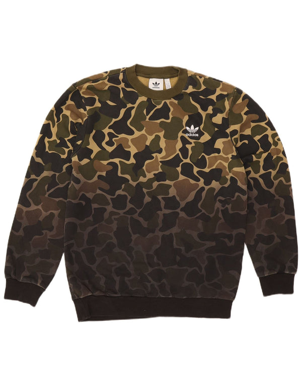 Adidas Herre Sweatshirt Jumper Small Khaki Camouflage Bomuld