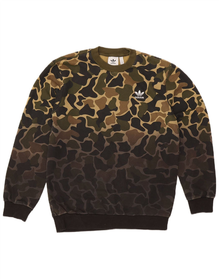 Adidas Herre Sweatshirt Jumper Small Khaki Camouflage Bomuld