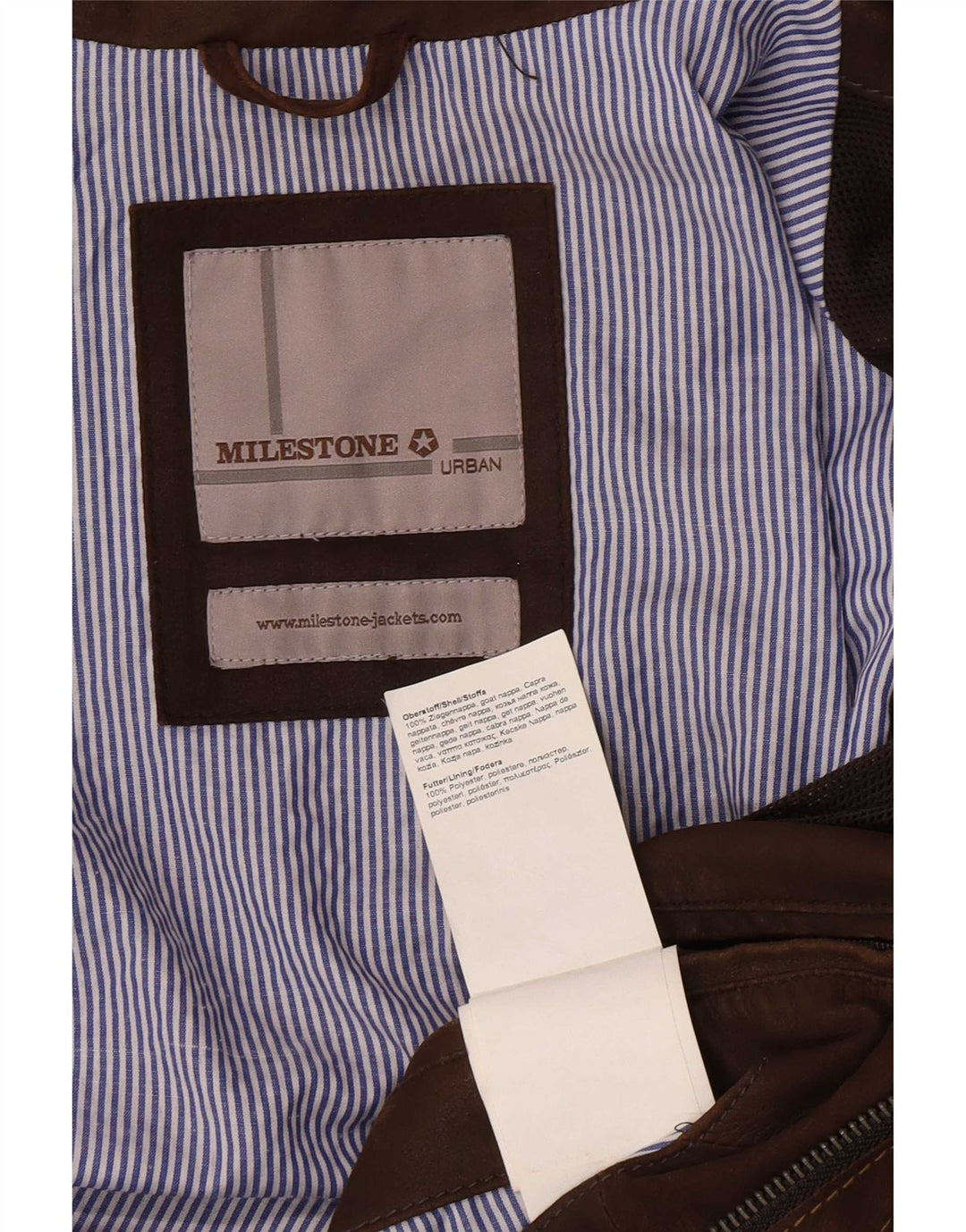 Milestone Herre Læderjakke UK 38 Medium Brun